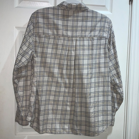 Uniqlo womens  lightweight plaid flannel button front shirt Sz L cotton - Picture 7 of 9
